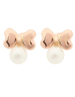 Broqueles Mon Caramel de oro 14 K con acabado brillante perla