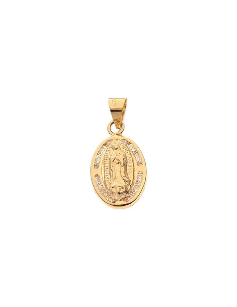 Medalla redonda Mon Caramel Virgen de Guadalupe de oro 14 K