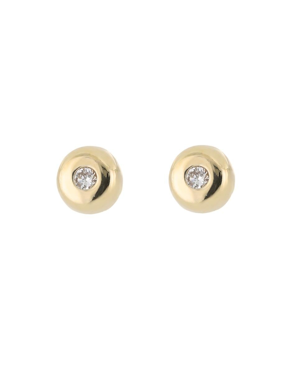 Broqueles circulares de oro amarillo 14 K con acabado brillante diamante 1
