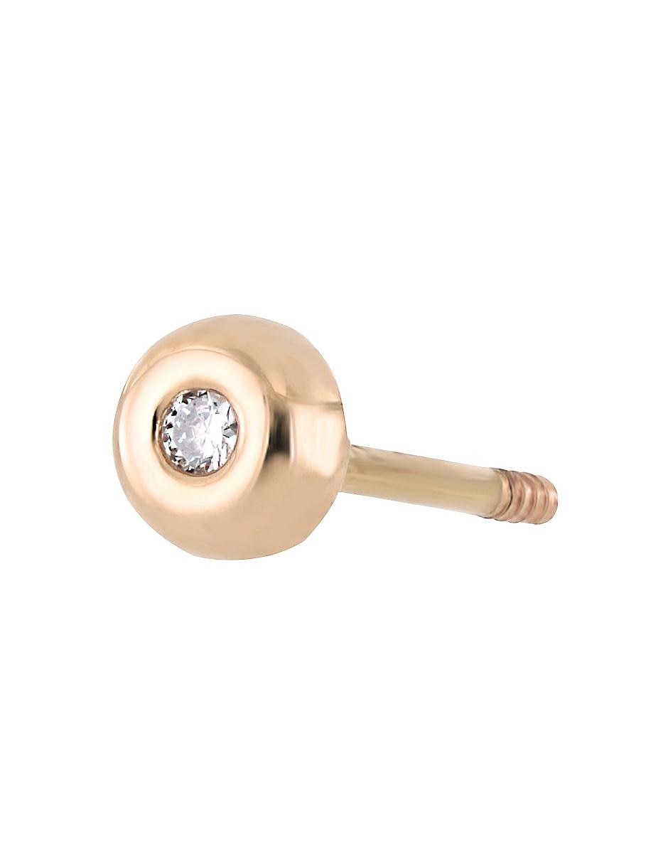 Broqueles circulares de oro rosa 14 K con acabado brillante diamante 2