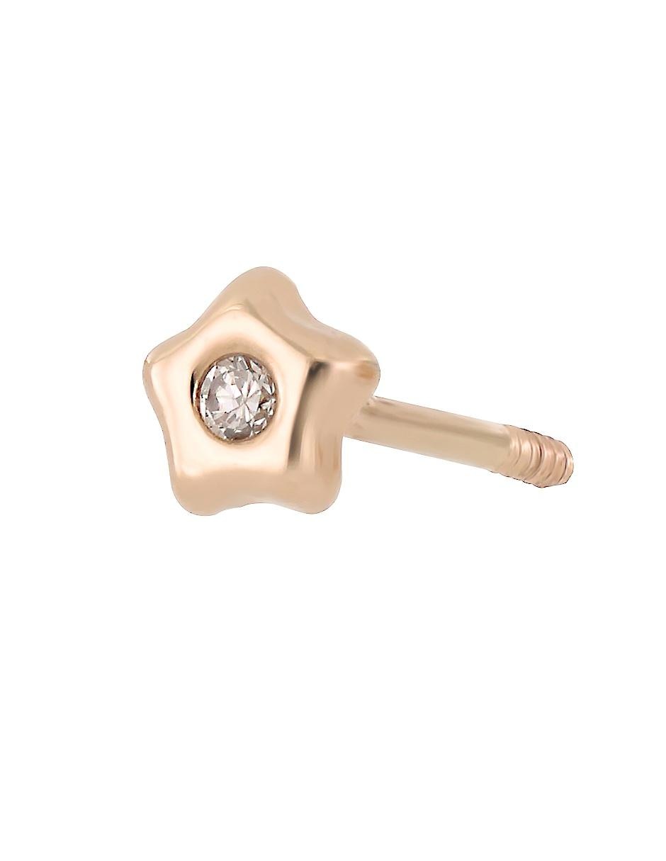 Broqueles de oro rosa 14 K con acabado brillante diamante 2