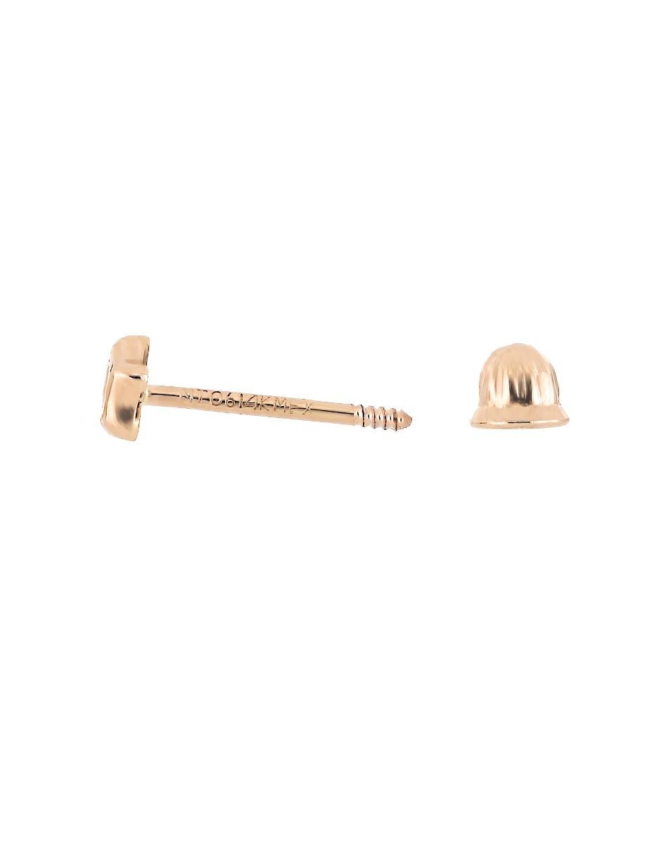 Broqueles de oro rosa 14 K con acabado brillante diamante Broqueles de oro rosa 14 K con acabado brillante diamante