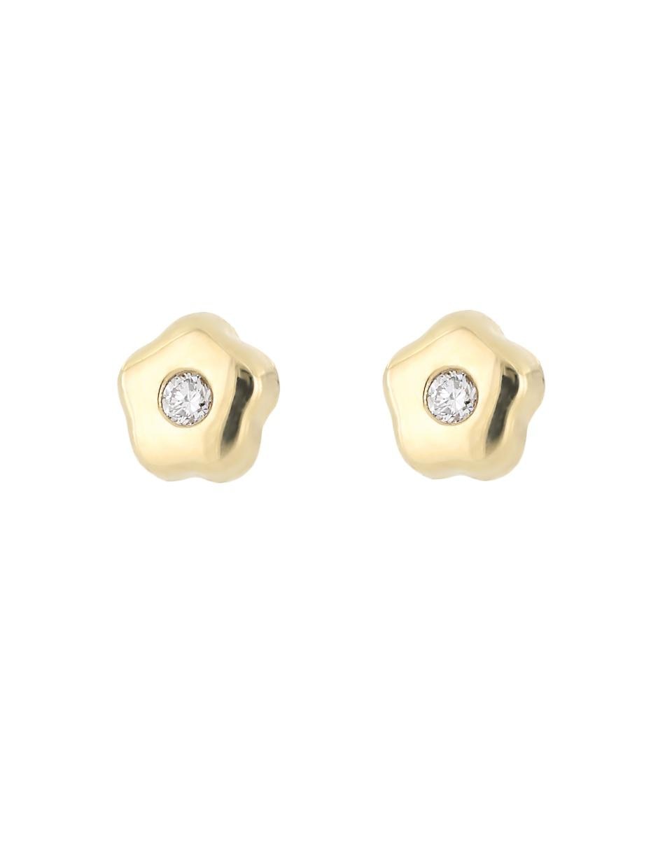 Broqueles de oro amarillo 14 K con acabado brillante diamante 1