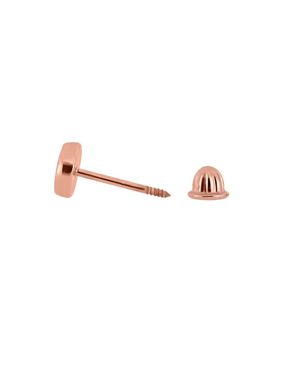 Broqueles Romanza Baby de oro rosa 14 K con acabado brillante diamante