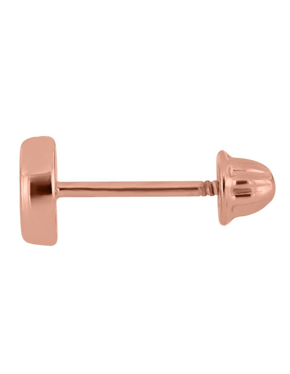 Broqueles redondos de oro rosa 14 K con acabado brillante diamante 3