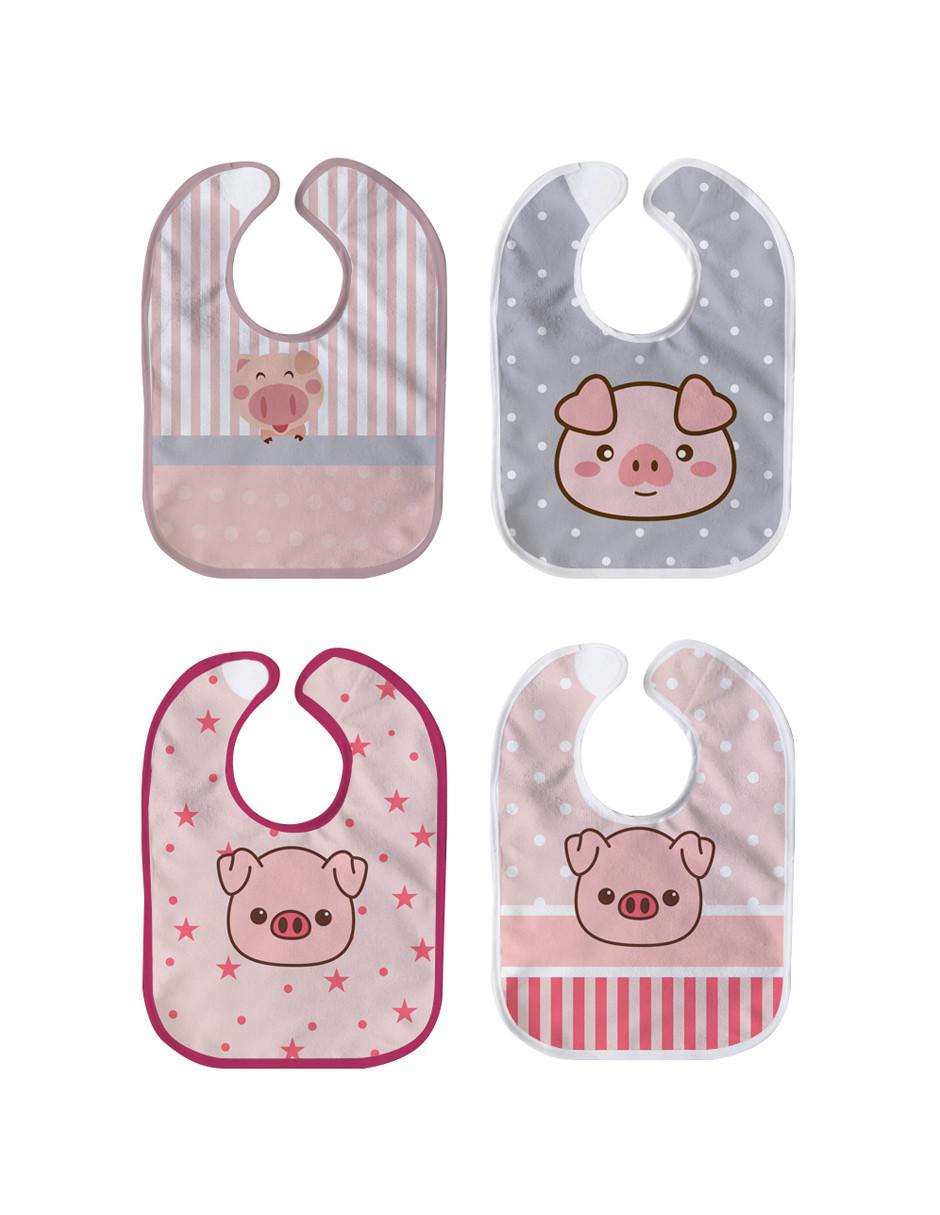 Babero estampado animal print 4 piezas Babero estampado animal print 4 piezas
