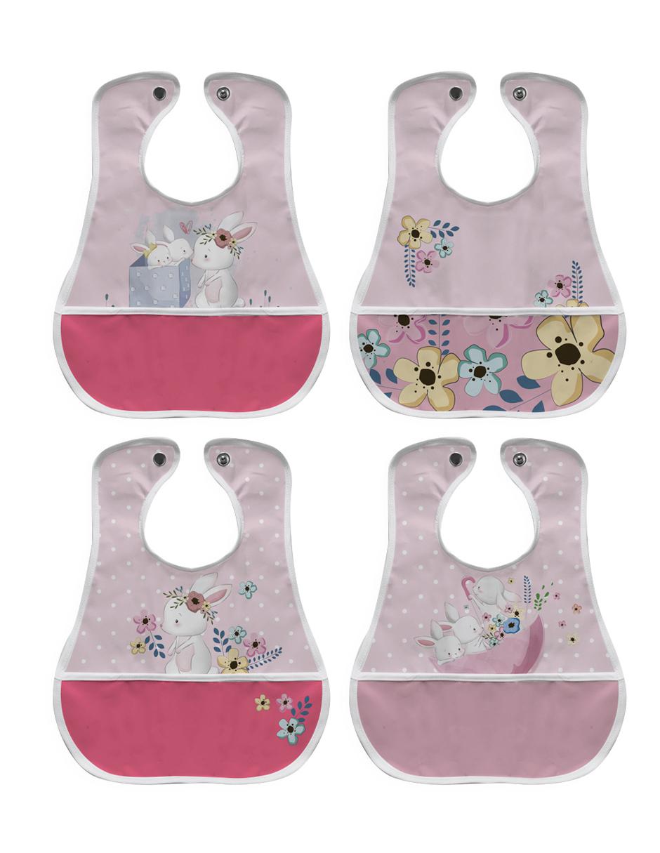 Babero estampado animal print 4 piezas Babero estampado animal print 4 piezas