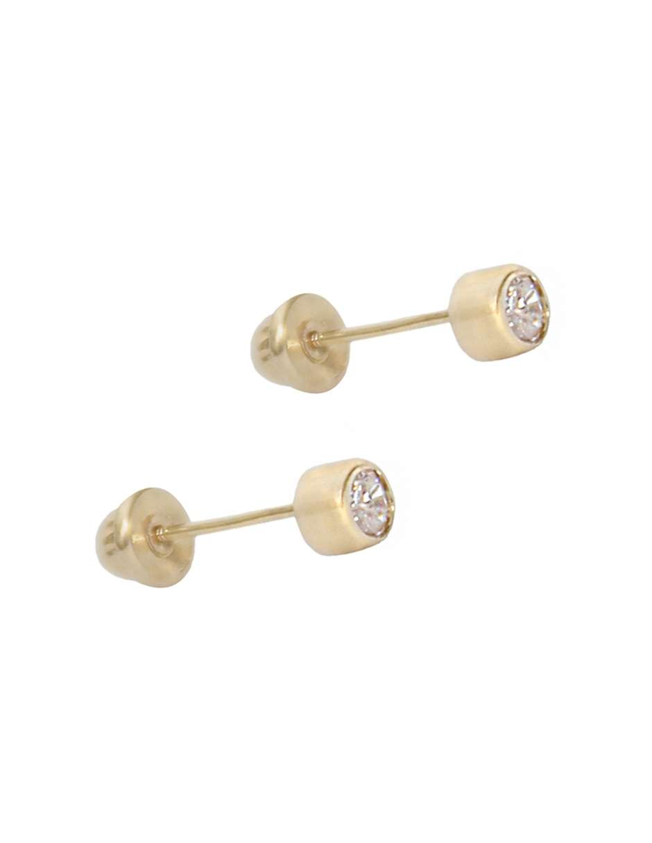 Broqueles Mon Caramel de oro con acabado brillante zirconia