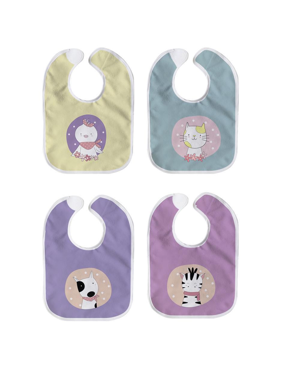 Babero estampado 4 piezas