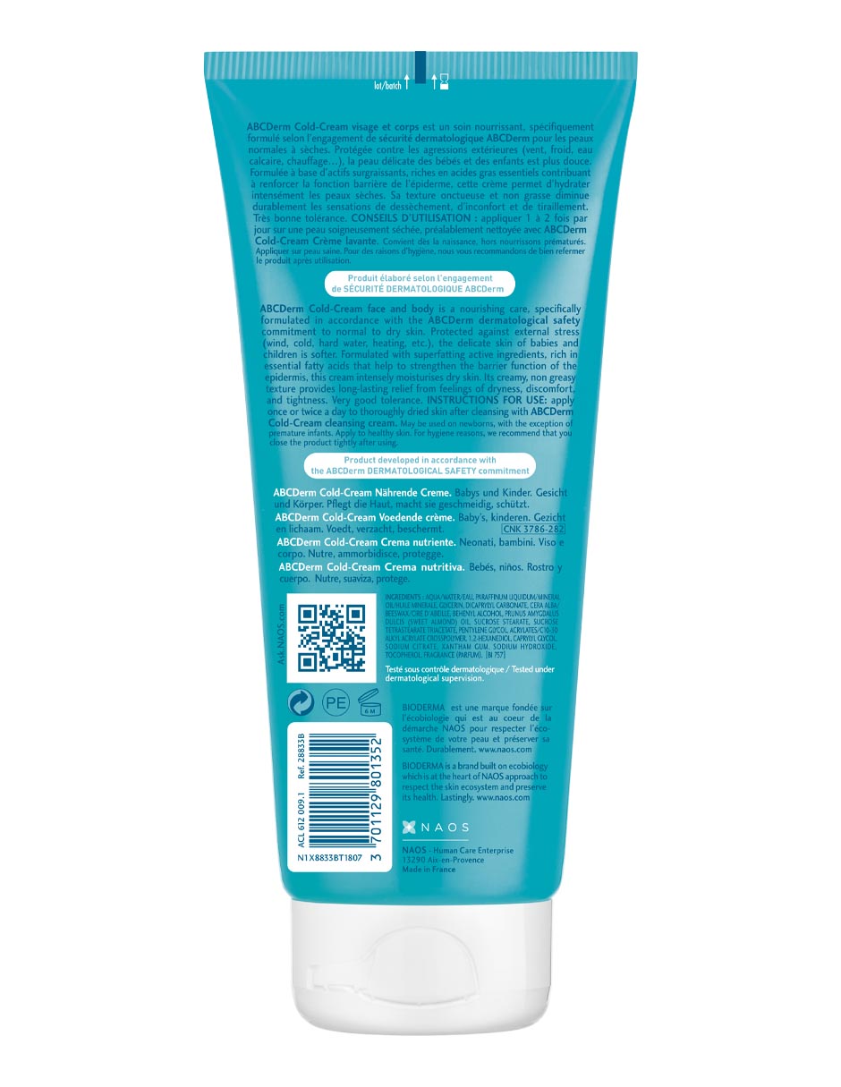 Crema para cuerpo recomendada para hidratar día y noche Abcderm todo tipo piel
