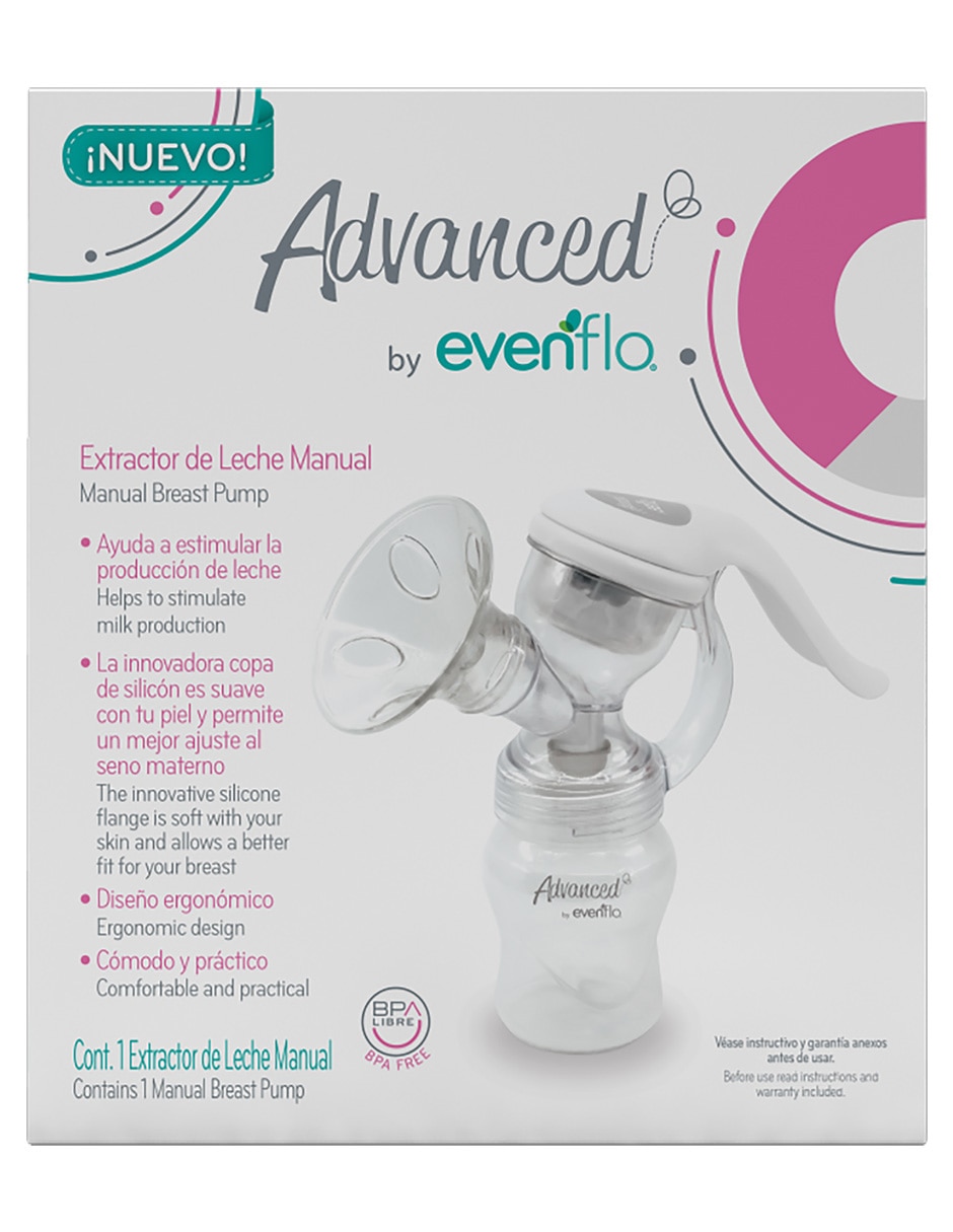 Extractor de leche manual Evenflo con accesorios