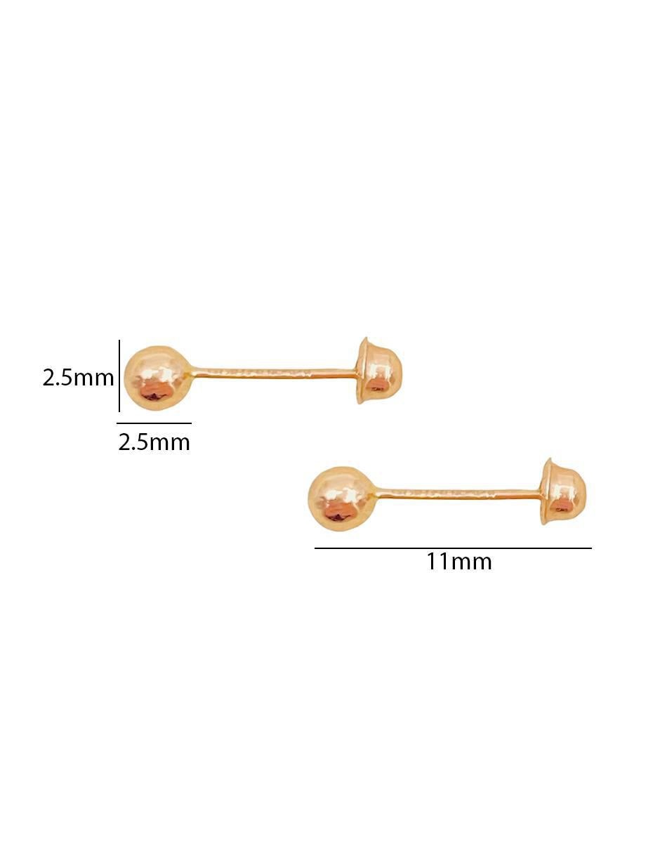 Broqueles de esfera de oro rosa con acabado brillante
