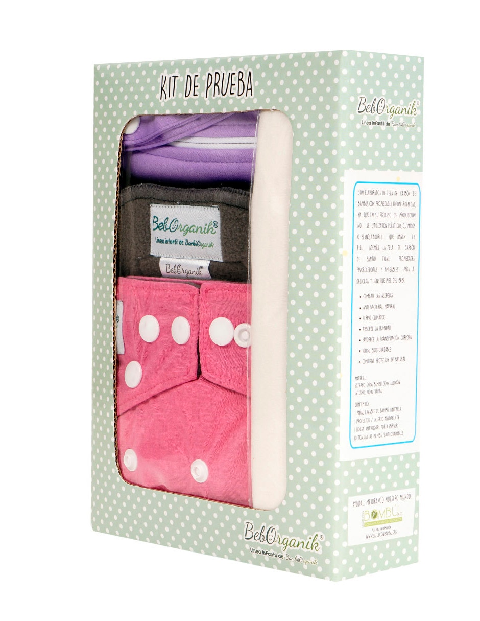 Pañales bebé Beborganik etapa 1 y 2 bebé niña con 4 piezas