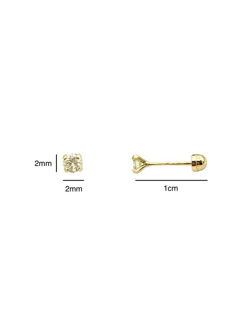 Broqueles de oro amarillo 14 K con acabado brillante diamante 3
