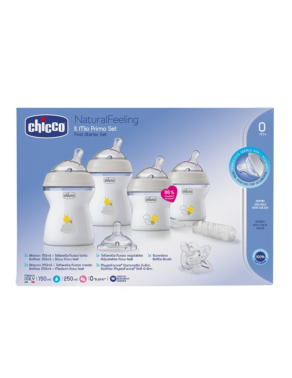 Set de biberón Chicco Natural feeling de plástico 7 piezas