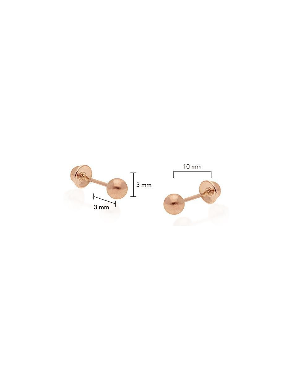 Broqueles redondos de oro rosa 14 K con acabado brillante 3