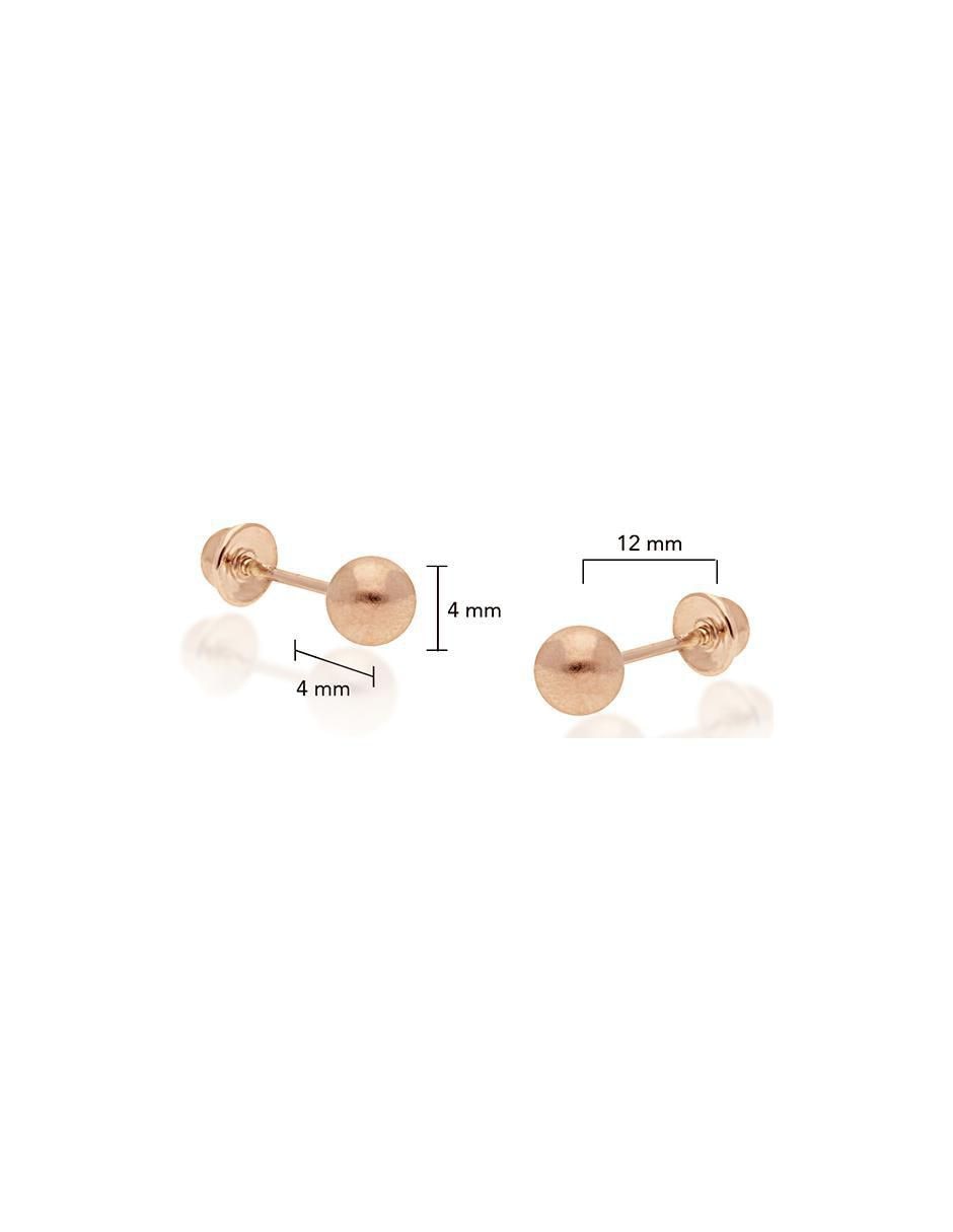 Broqueles redondos de oro rosa 14 K con acabado brillante 3