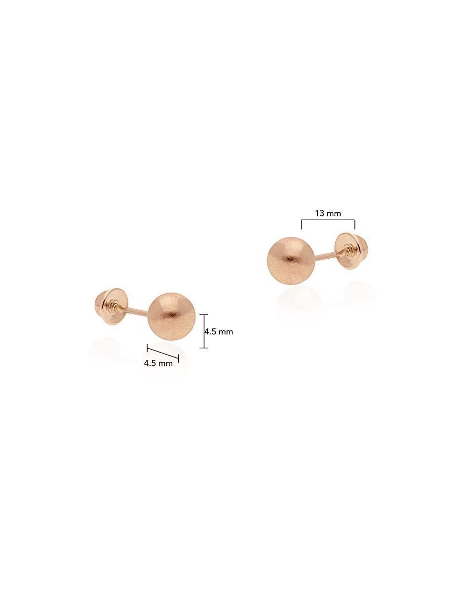Broqueles redondos de oro rosa 14 K con acabado brillante 3