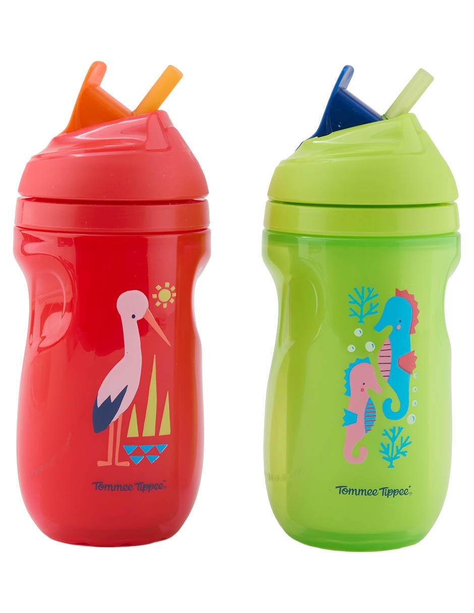 Set De Vasos Con Tapa Y Popote De Plástico Con 2 Piezas