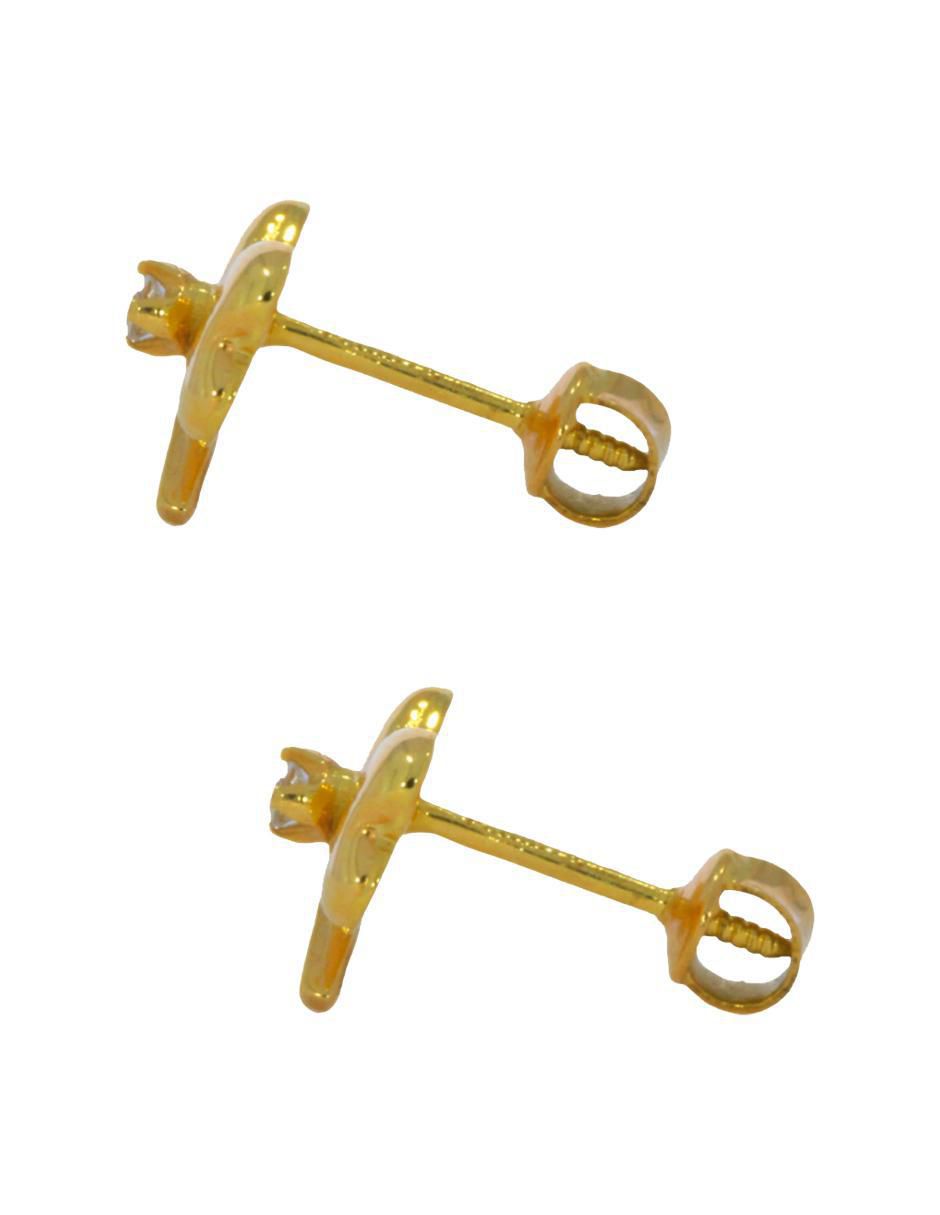 Broqueles de moño de oro amarillo 14 K con acabado brillante 3