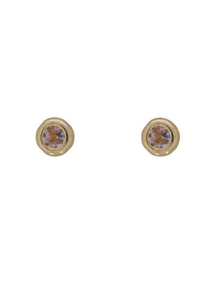 Broqueles circulares de oro 14 K con acabado brillante zirconia Broqueles circulares de oro 14 K con acabado brillante zirconia