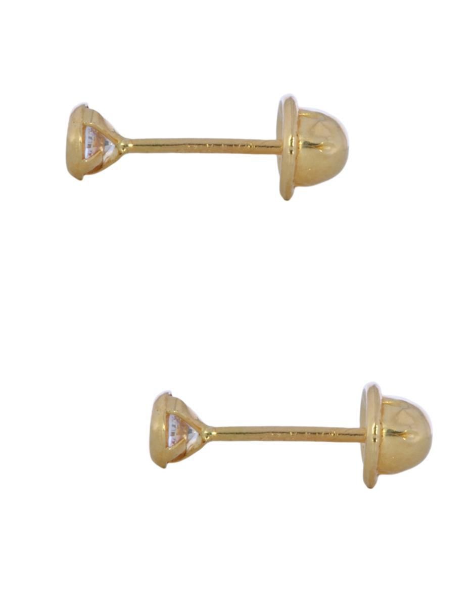 Broqueles circulares de oro 14 K con acabado brillante zirconia