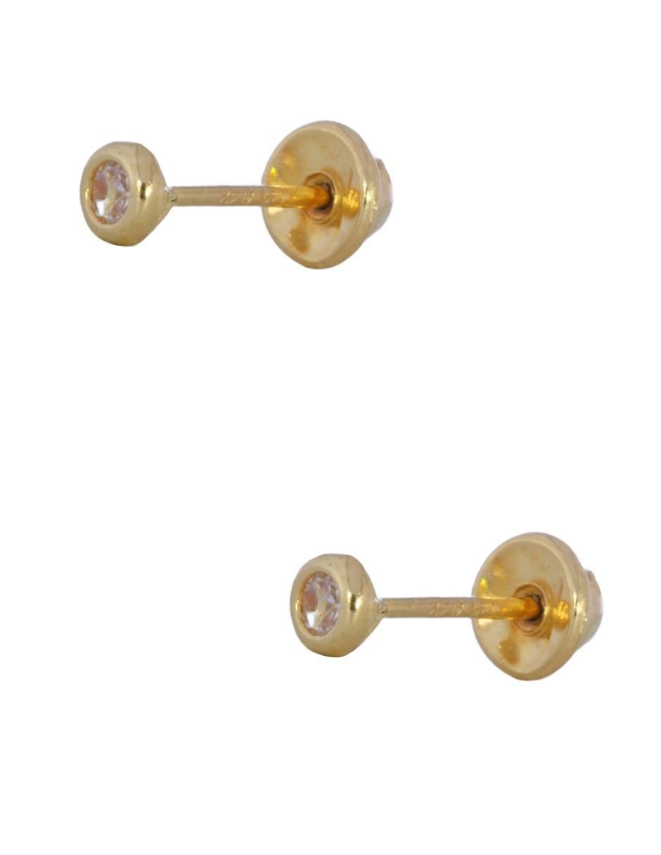 Broqueles circulares de oro 14 K con acabado brillante zirconia