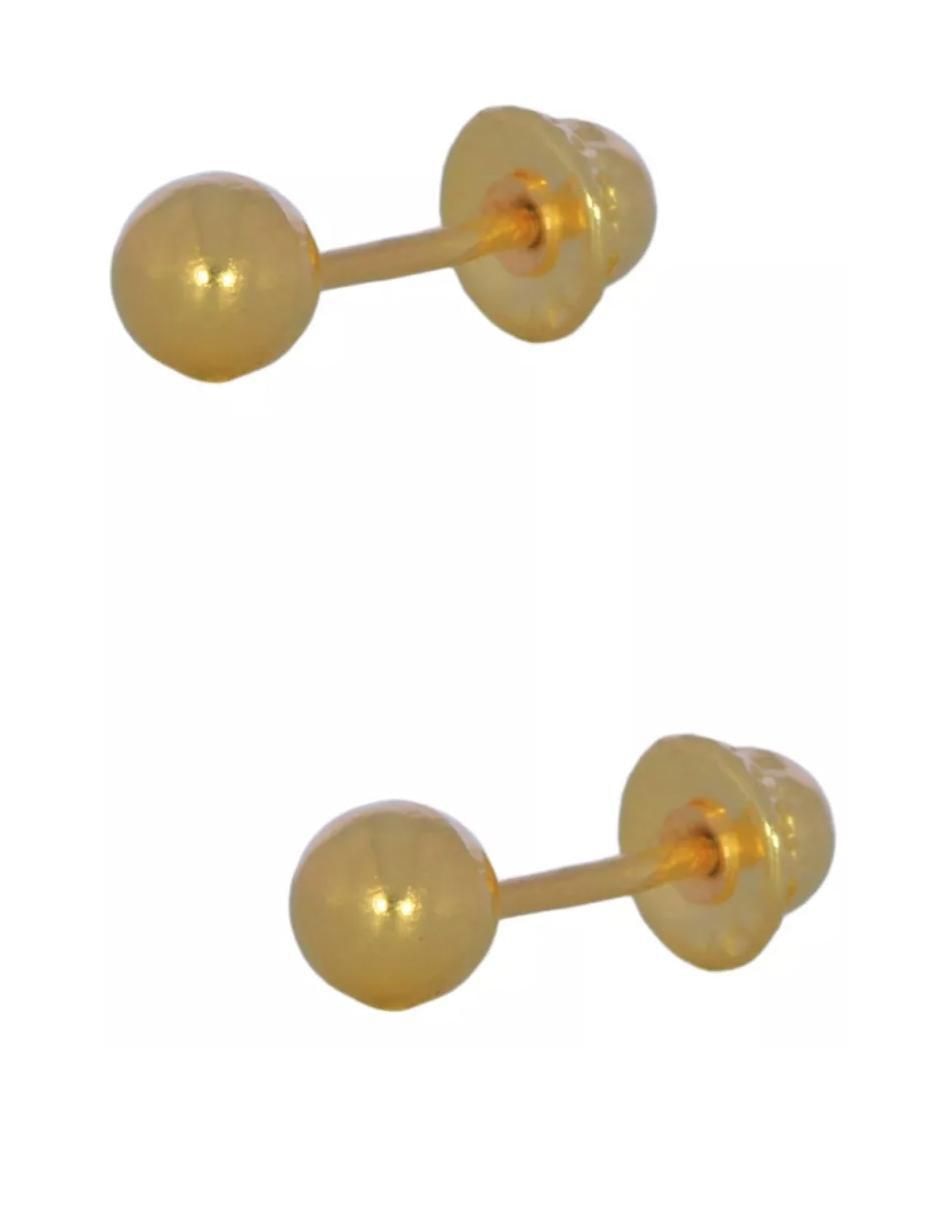 Broqueles de esfera de oro 14 K con acabado brillante