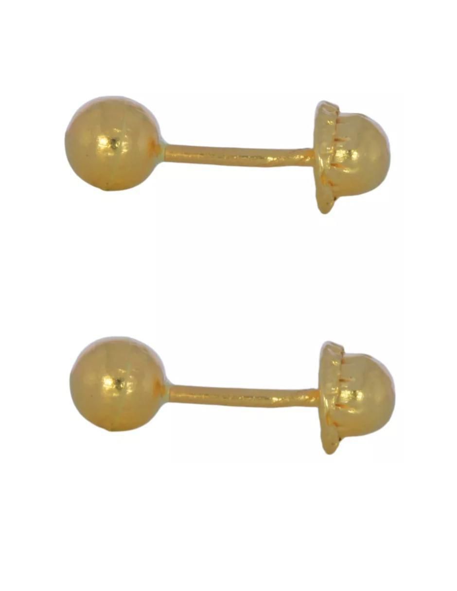 Broqueles de esfera de oro 14 K con acabado brillante