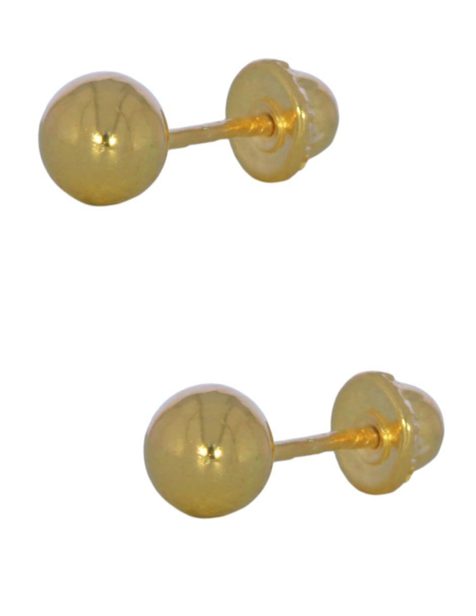 Broqueles de esfera de oro 14 K con acabado brillante