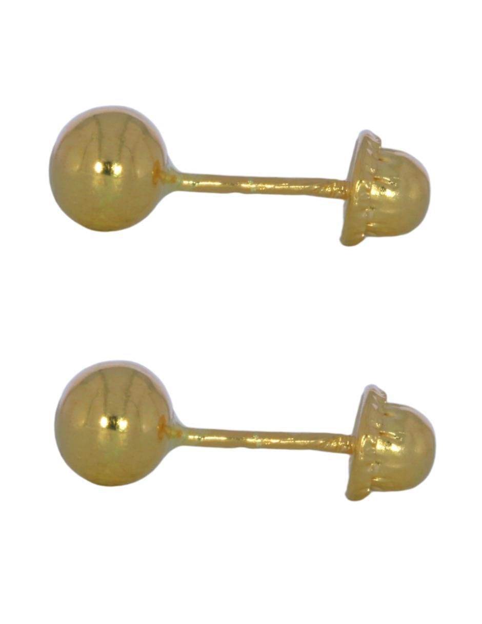 Broqueles de esfera de oro 14 K con acabado brillante