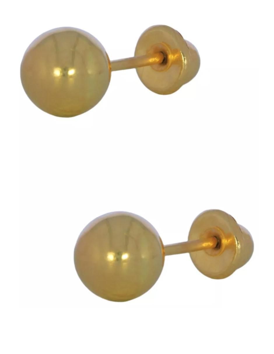 Broqueles de esfera de oro 14 K con acabado brillante