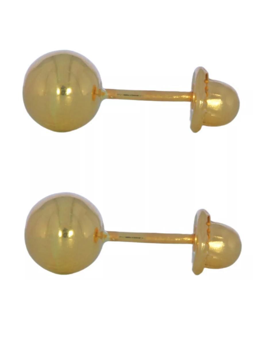 Broqueles de esfera de oro 14 K con acabado brillante