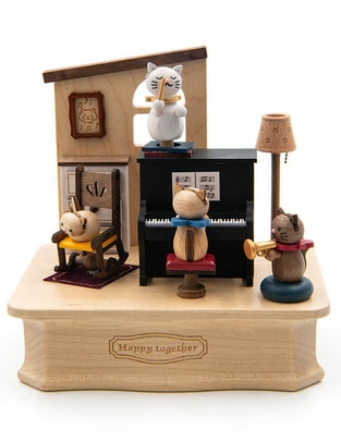Caja musical Wooderful Life Gatos en piano