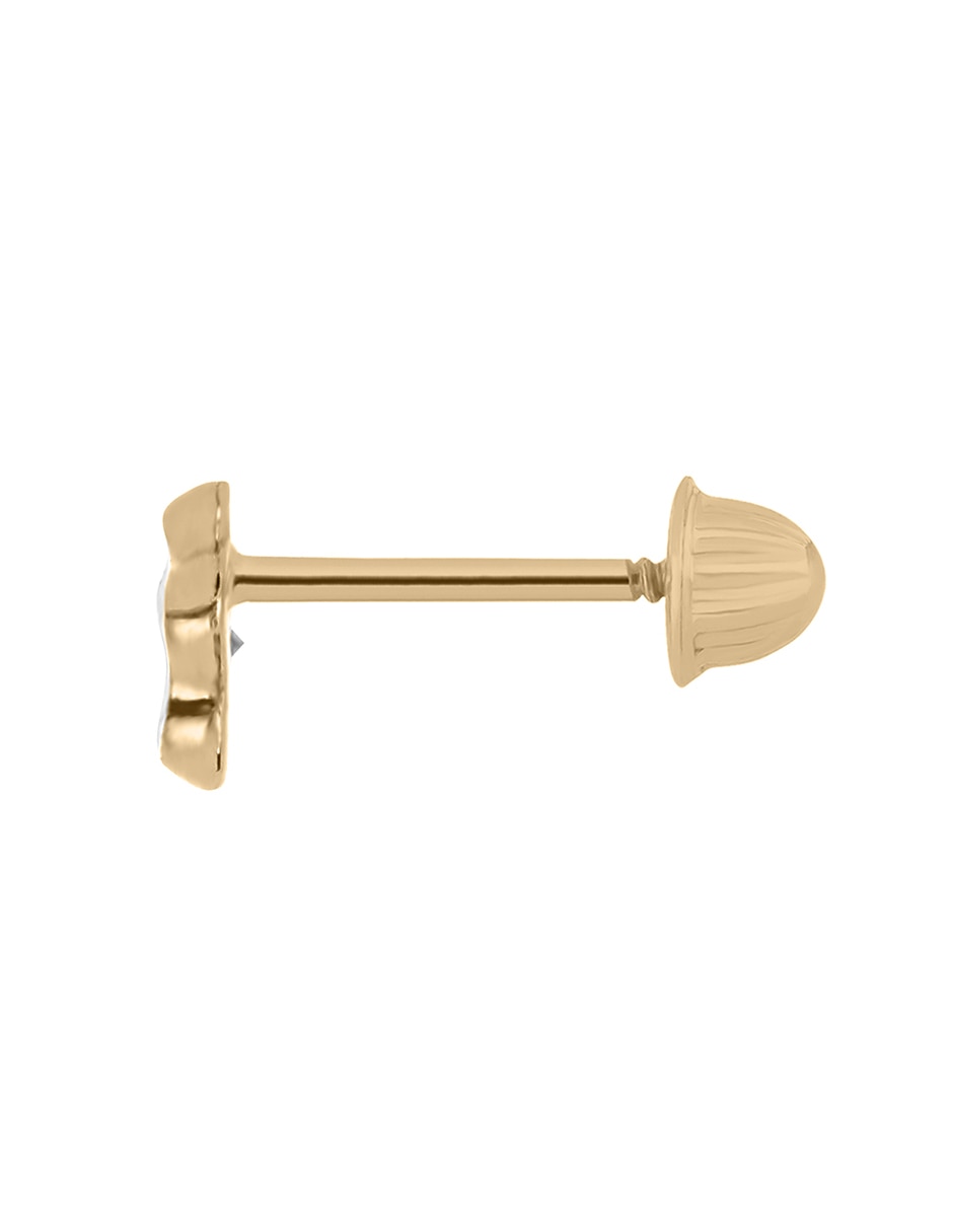 Broqueles de flor de oro amarillo con acabado brillante diamante 3