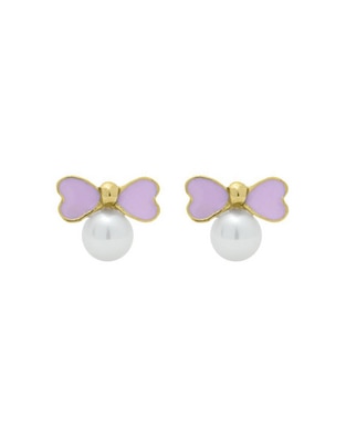Broqueles de moño de oro con acabado esmaltado perla 1