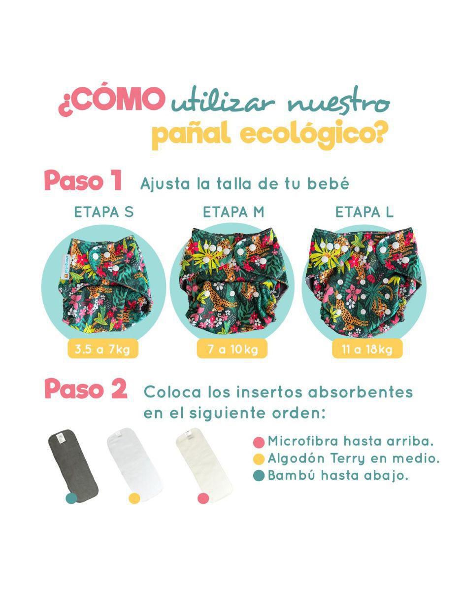 Pañal ecológico de tela etapa 1 bebé con 20 piezas 2