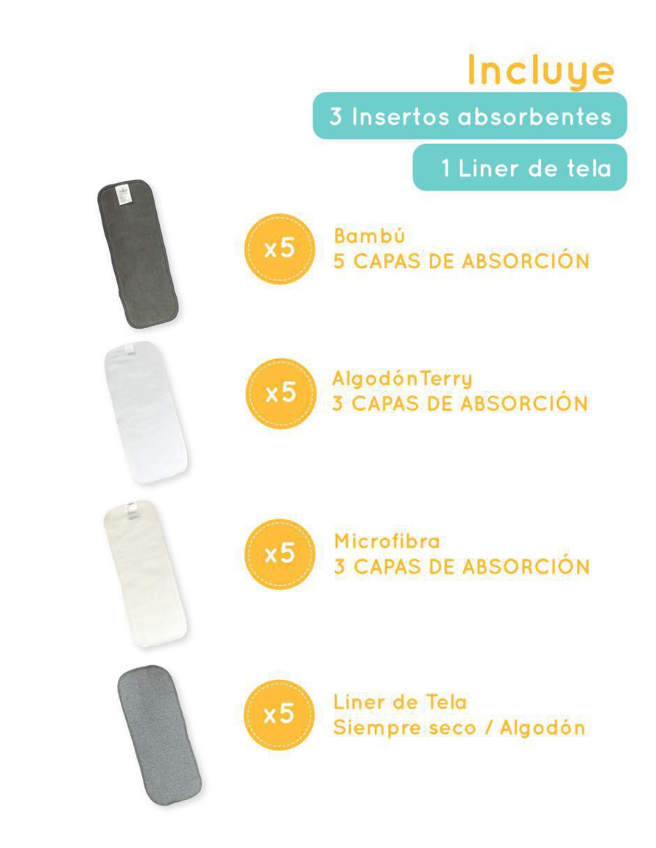 Pañal ecológico de tela etapa 1 bebé con 20 piezas 3