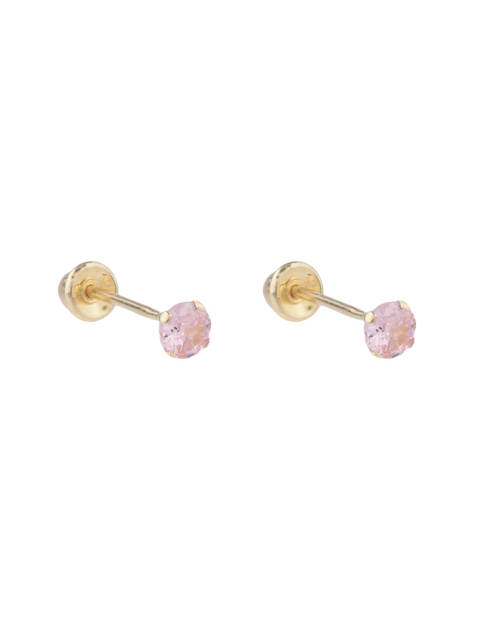 Broqueles circulares Mon Caramel de oro con acabado brillante zirconia