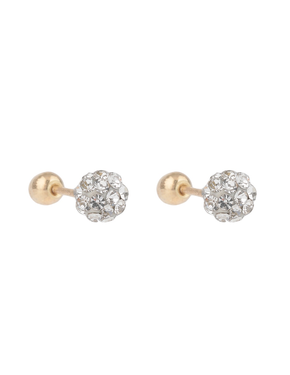 Broqueles redondos Mon Caramel de oro 14 K con acabado brillante zirconia