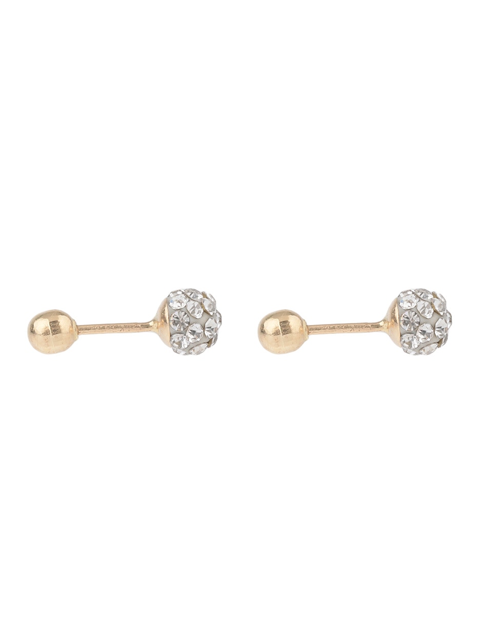 Broqueles redondos Mon Caramel de oro 14 K con acabado brillante zirconia