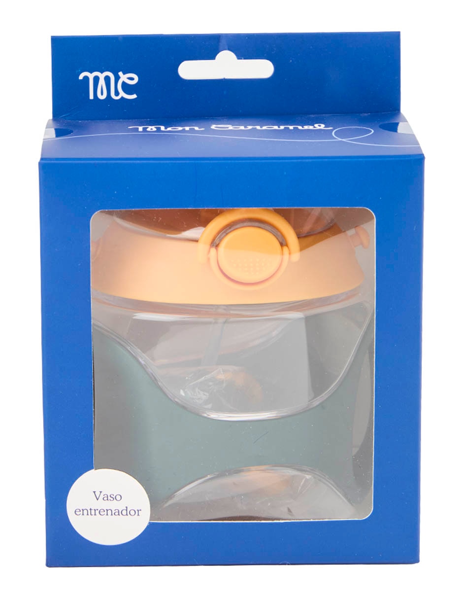 Vaso entrenador Mon Caramel de plástico con tapa rosca 330 ml