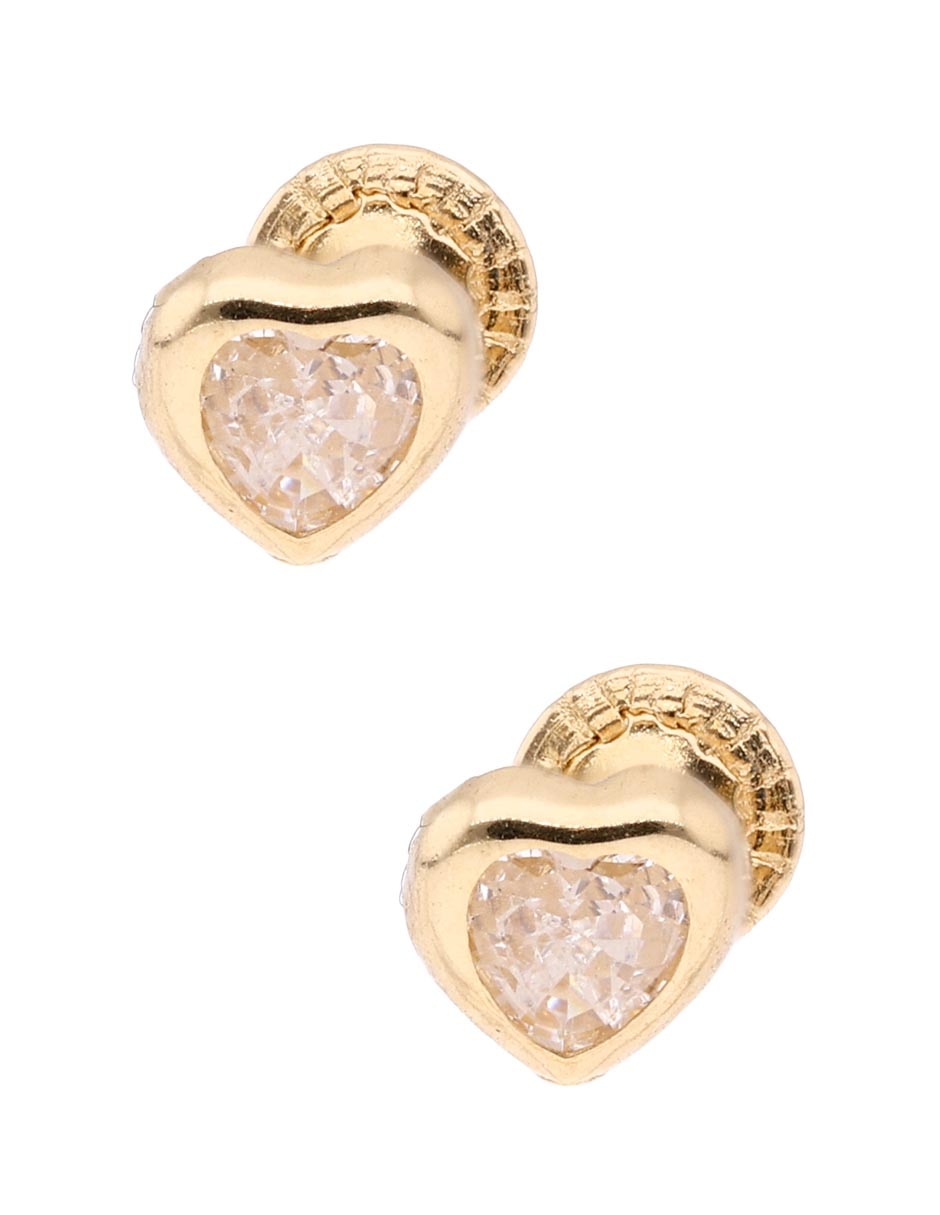 Broqueles de corazón Mon Caramel de oro amarillo 14 k con acabado brillante