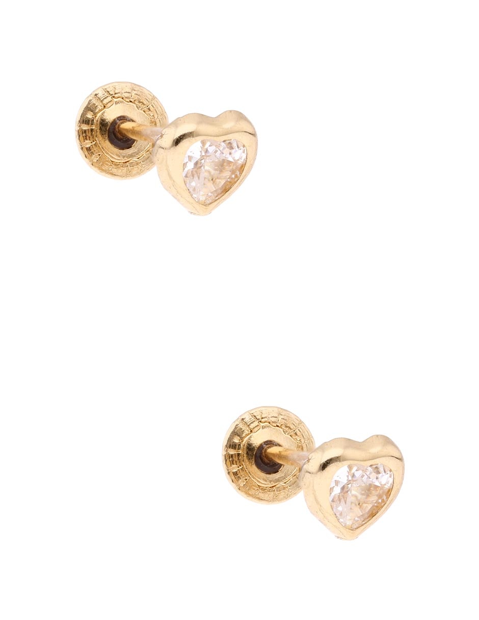 Broqueles de corazón Mon Caramel de oro amarillo 14 k con acabado brillante