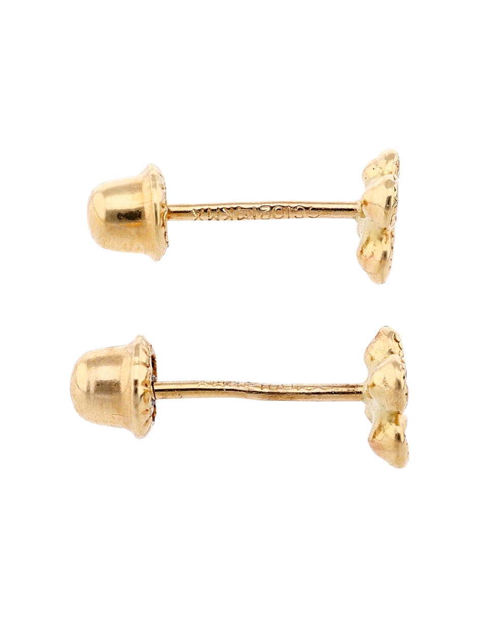 Broqueles de oro amarillo 14 K con acabado brillante zirconia