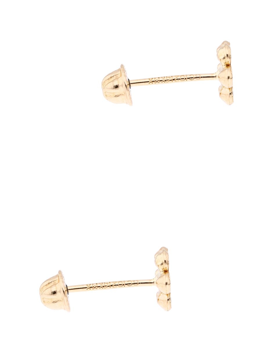 Broqueles de flor de oro amarillo 14 k con acabado pavé