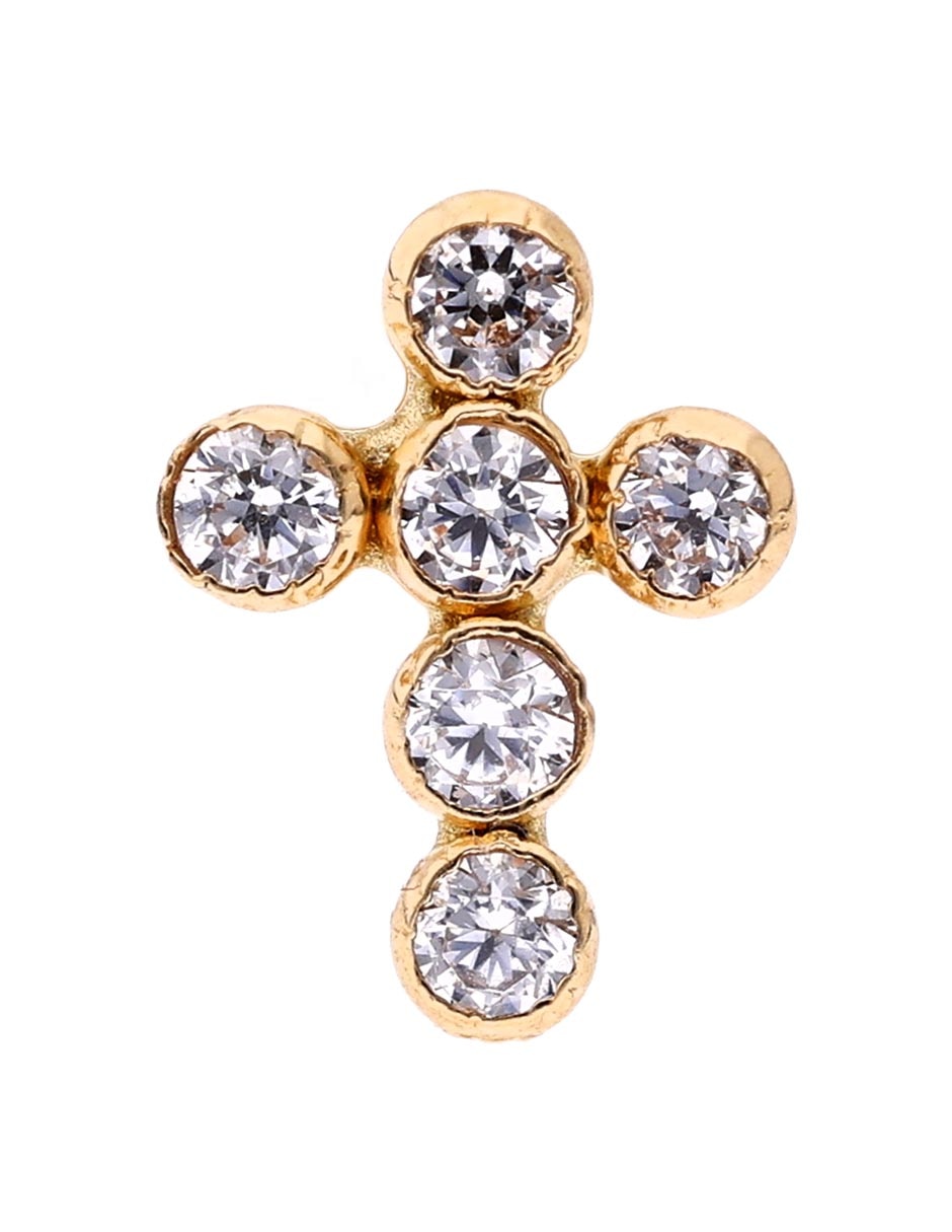 Broqueles de cruz Mon Caramel de oro 14 K con acabado pavé zirconia