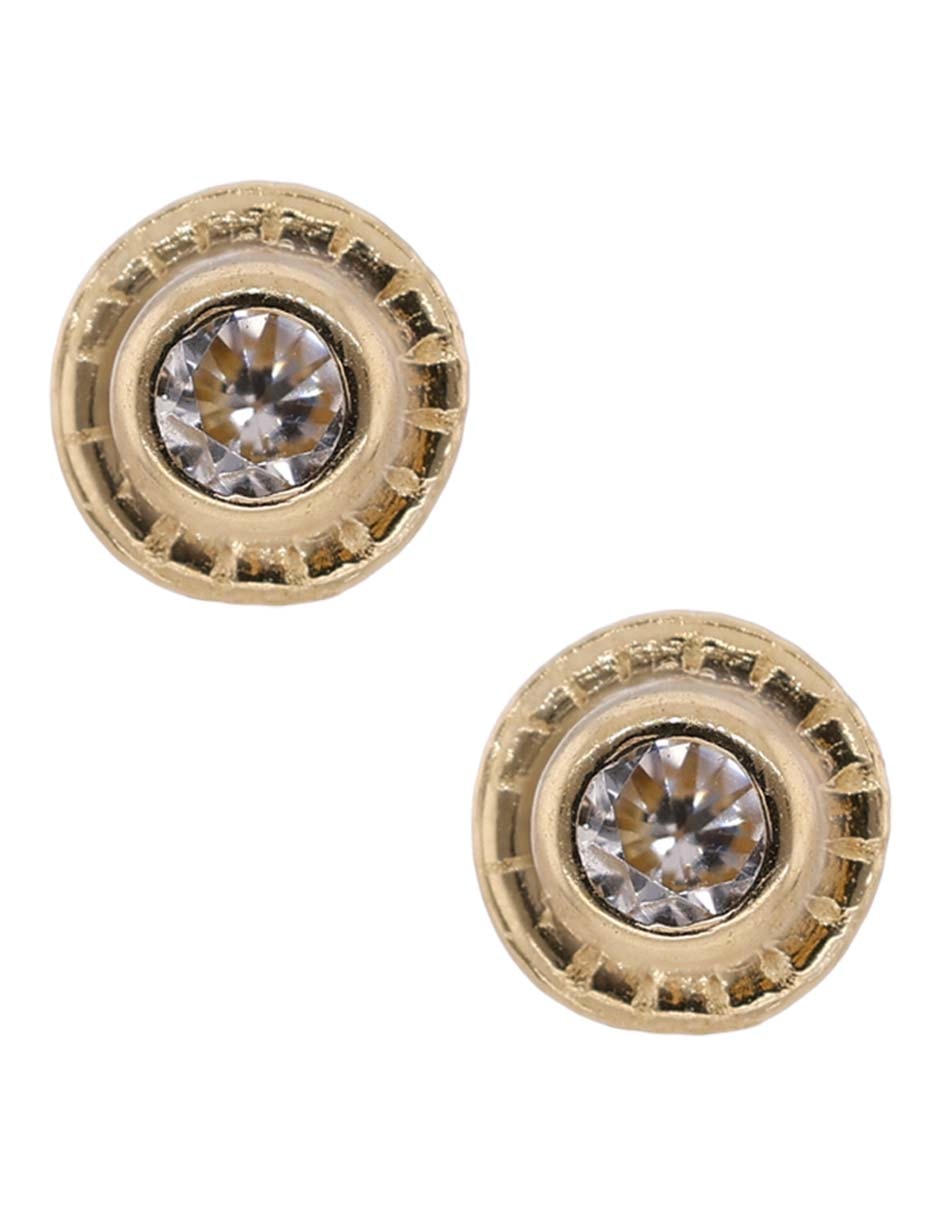 Broqueles redondos Mon Caramel de oro amarillo 18 k con acabado pavé zirconia