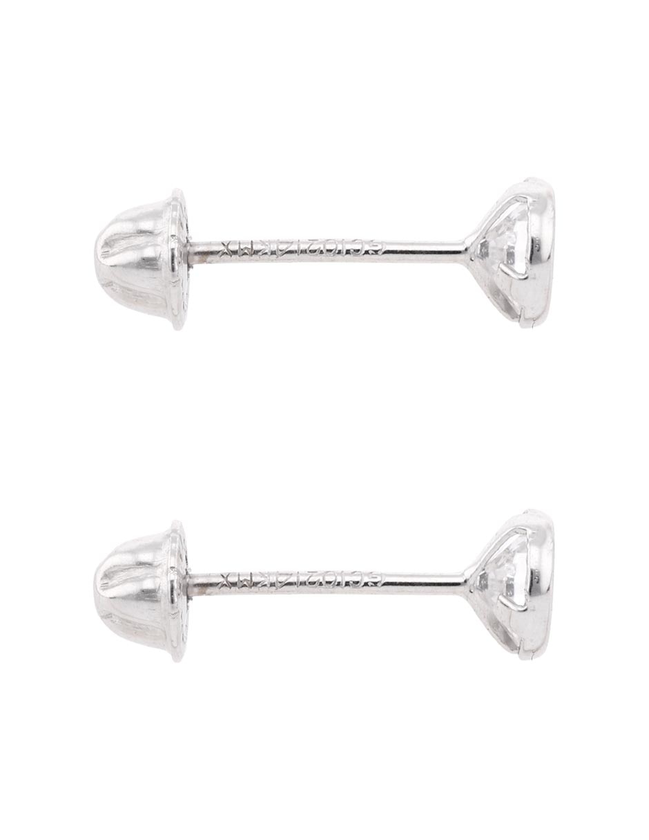 Broqueles de oro blanco 14 k con acabado brillante zirconia Broqueles de oro blanco 14 k con acabado brillante zirconia
