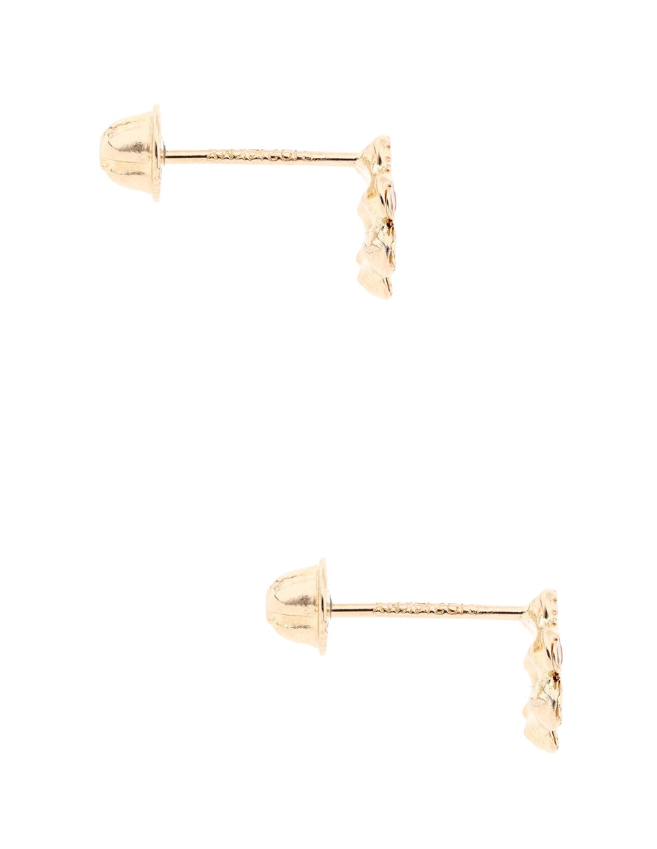 Broqueles de flor de oro amarillo 14 K con acabado pavé zirconia
